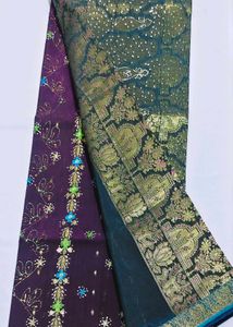 Elegant Teal &amp; Purple Saree