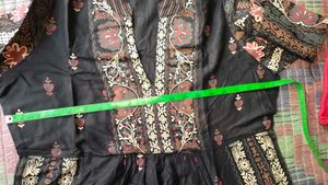 Black Floral Print Kurta Set