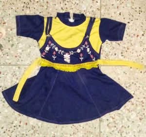 Girls' Navy &amp; Yellow Dress