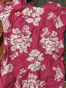 pink floral short kurti