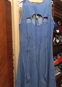 Denim Full Length One Piece Dress