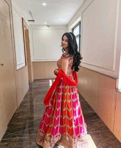 ❤️🧡Hot Pink Orange Crop Top Lehga❤️🧡