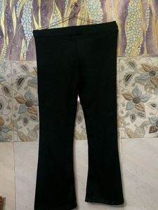 Flared Textured Black Pants
