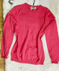 Coral Pink Crew Neck Aesthetic Sweater