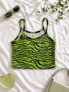 Lime Green Zebra Print Crop Top