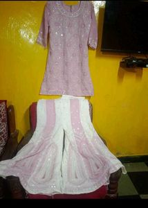 Embroidered Kurta Set with Rasuien palazzo