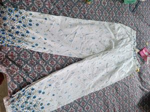 Blue Jaipuri print kurta with white pant