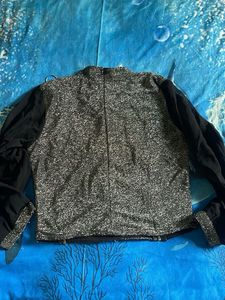 Sparkly Black Sheer Sleeve Top