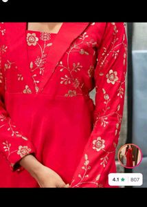 Red Embroidered Kurta Set( new with tag)