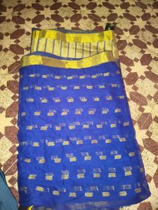 Royal Blue Saree with Golden Border