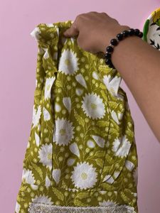 olive green Anarkali + Free gift