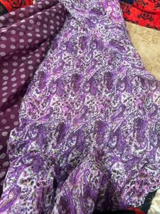 Elegant Purple Floral Print Saree