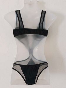 Black Mesh Cutout One Piece Swimsuit