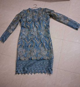 Elegant Blue Lace Dress