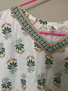 White Tunic with Green Floral Print