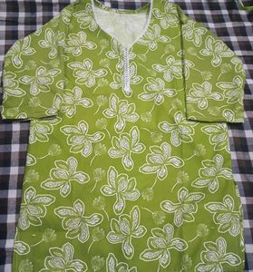 Green Floral Print Kurta