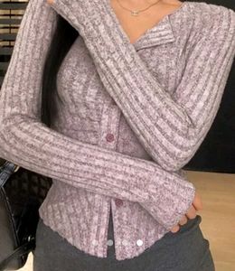 Ribbed Button-Up Long Sleeve Top