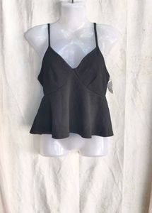 I. Chic Black Peplum Cami Top