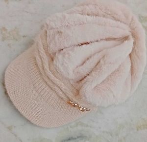 Fuzzy Cream Winter Hat