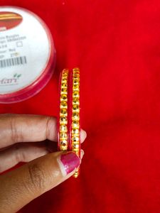 Shrihari Gold Plated Red Pola Bangles