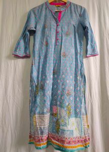 Blue Floral Print Kurta