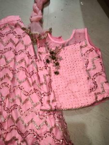 Pink Sequin Lehenga Choli for Girls