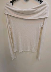 Cream Off-Shoulder Long Sleeve Top