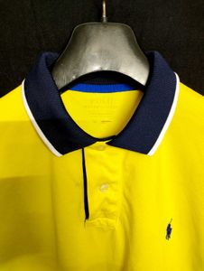 Yellow Polo Shirt with Navy Collar