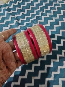 Elegant Red & Gold Bangles