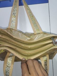 Beautiful Golden Hand Bag With 3 Chains