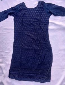 Elegant Navy Blue Embellished Kurta