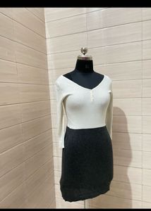 MANGO Chic Two-Tone Mini Dress