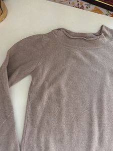 Elegant Beige Lace Trim Sweater