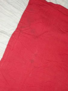 Red &amp; White Flared Kurti with Embroidery Work