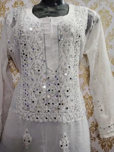 Chicken Mirror Work  Kurta For Women And Girls
