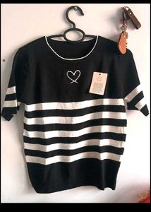 Striped Black & White Korean Top
