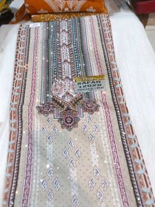 Embellished dress material with Dupatta