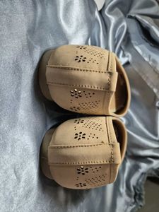 Women's Tan Perforated Ballet Flats
