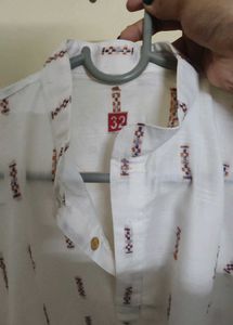 Men's White Printed Kurta