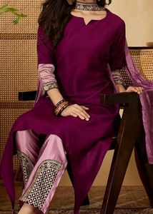 New purple kurta with embroidery pant and dupatta