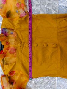 Yellow Floral Puff Sleeve Dress