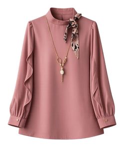Ruffle Sleeve Blouse with Scarf &amp; Necklace