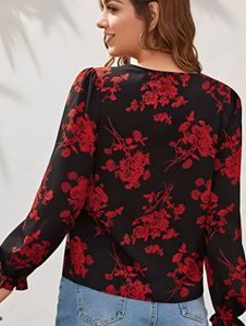 Chic Floral V-Neck Long Sleeve Top