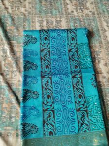 light blue  Sareewith stitched blouse
