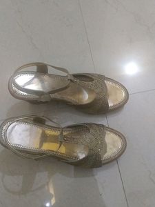 Women Golden Shimmer Heels