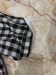 Black and White Gingham Ruffle Top