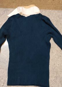 Office Siren Knit Collar Detail Top