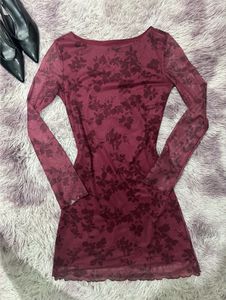 Savana burgundy Floral Mini Dress