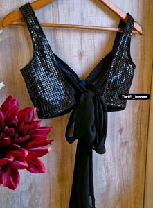 Sequence Knotted Black Blouse