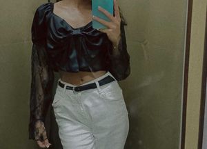 Chic Black Lace Trim Top